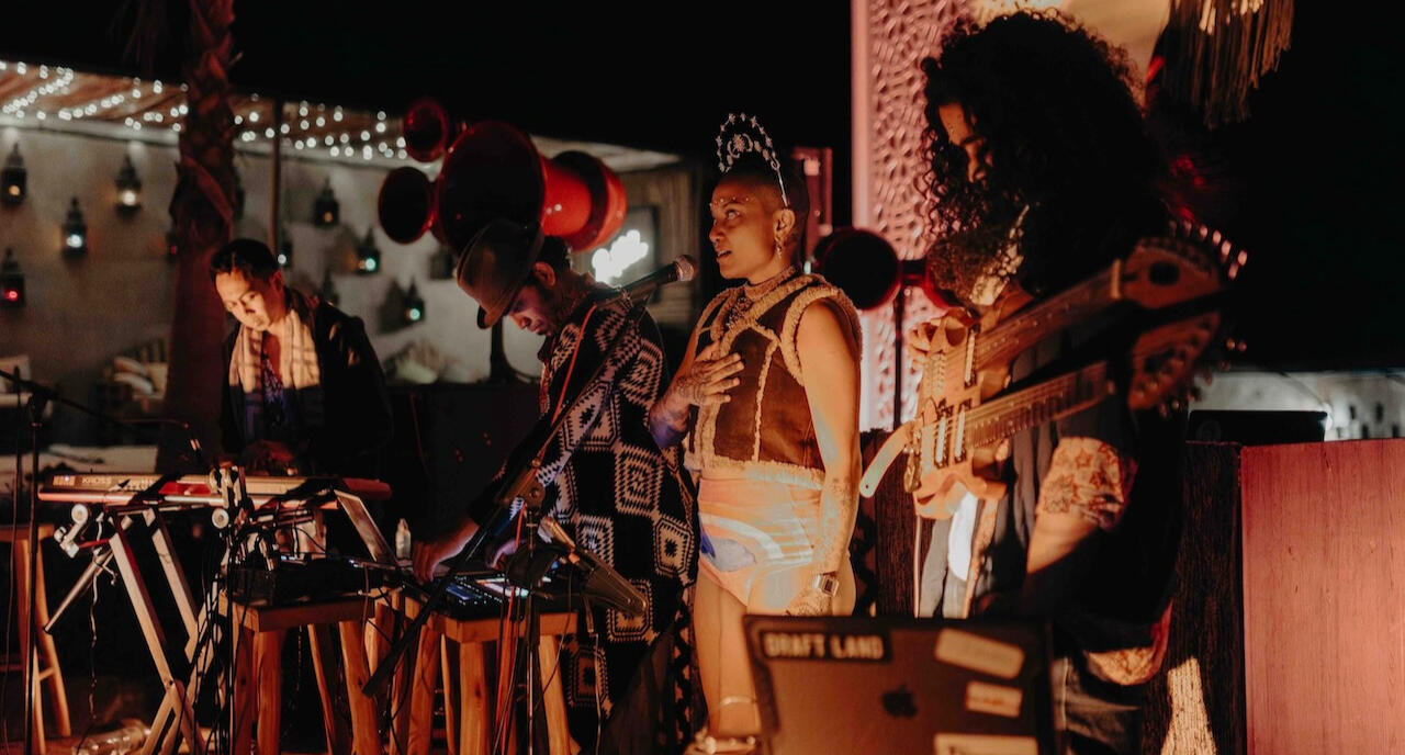 Mantravine live show with visuals in Singapore Mantravine performing at Singapore music festival stage